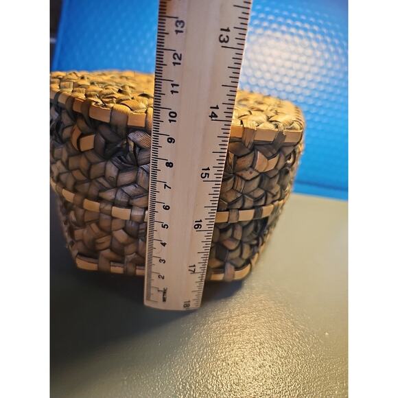 Vintage Woven Grass‎ Basket With Cover. Farmhouse, Sewing. - Picture 11 of 16